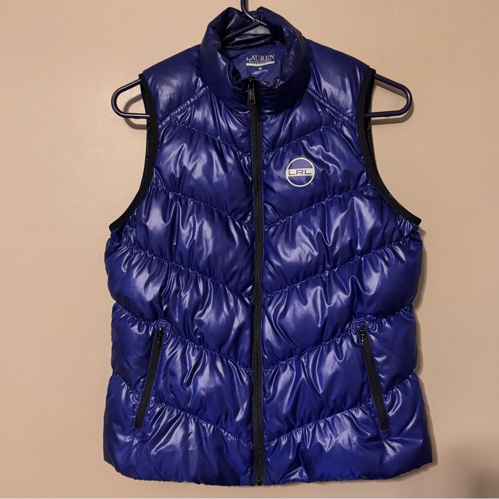 Lauren Ralph Lauren LRL Cobalt Blue Quilted Down Puffer Packable Vest Women Med